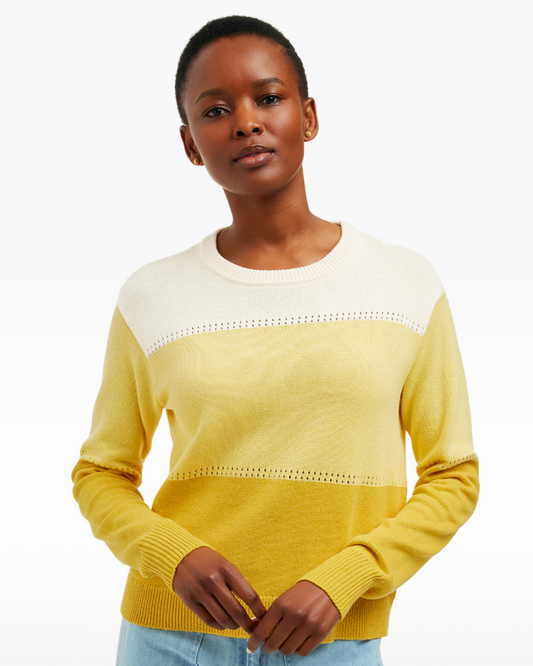 Draper James Yellow Colorblock Crewneck Sweater – Alternate Colorway