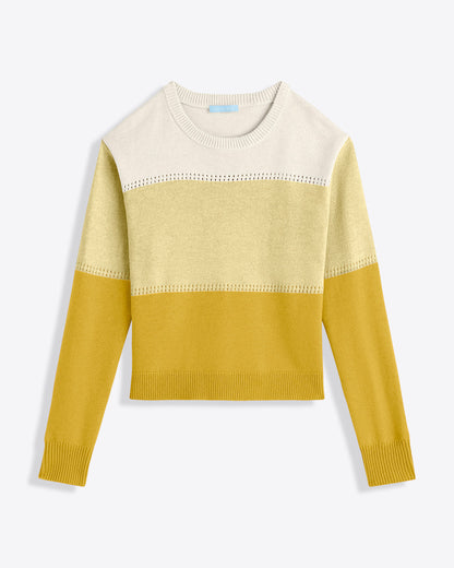 Draper James Yellow Colorblock Crewneck Sweater – Alternate Colorway