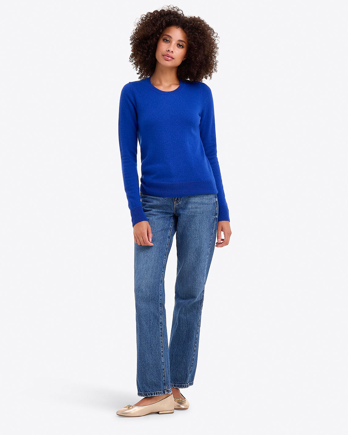 Draper James Royal Blue Button Shoulder Cashmere Sweater in Ivory