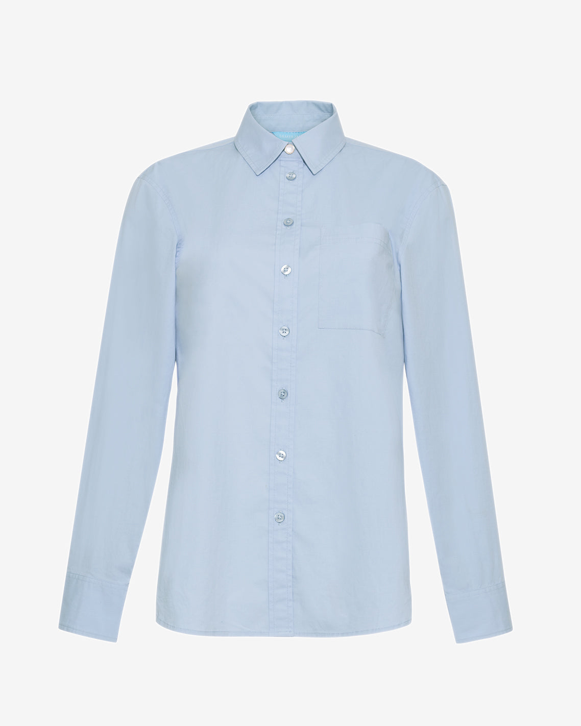 Draper James Light Blue Long-Sleeve Button Down in Cotton Poplin