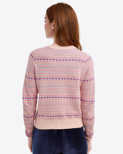 Draper James Pink Multi Fairisle Crewneck Sweater