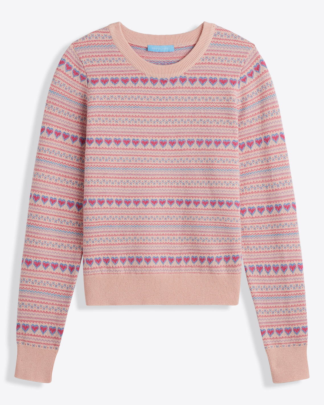 Draper James Pink Multi Fairisle Crewneck Sweater