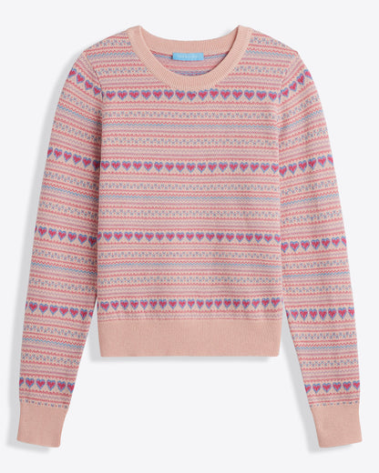 Draper James Pink Multi Fairisle Crewneck Sweater
