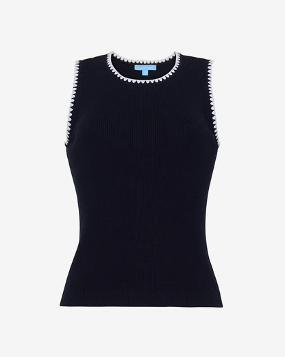Draper James Belle Meade Black Sweater Tank in Print | Women's Knit Tops