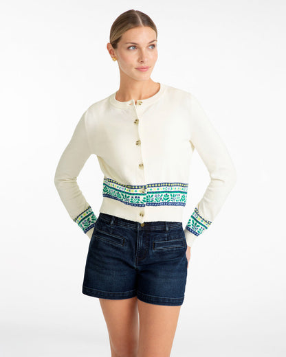 Draper James Blue Multi Printed Cardigan | Women's Knit Cardigans by Draper James