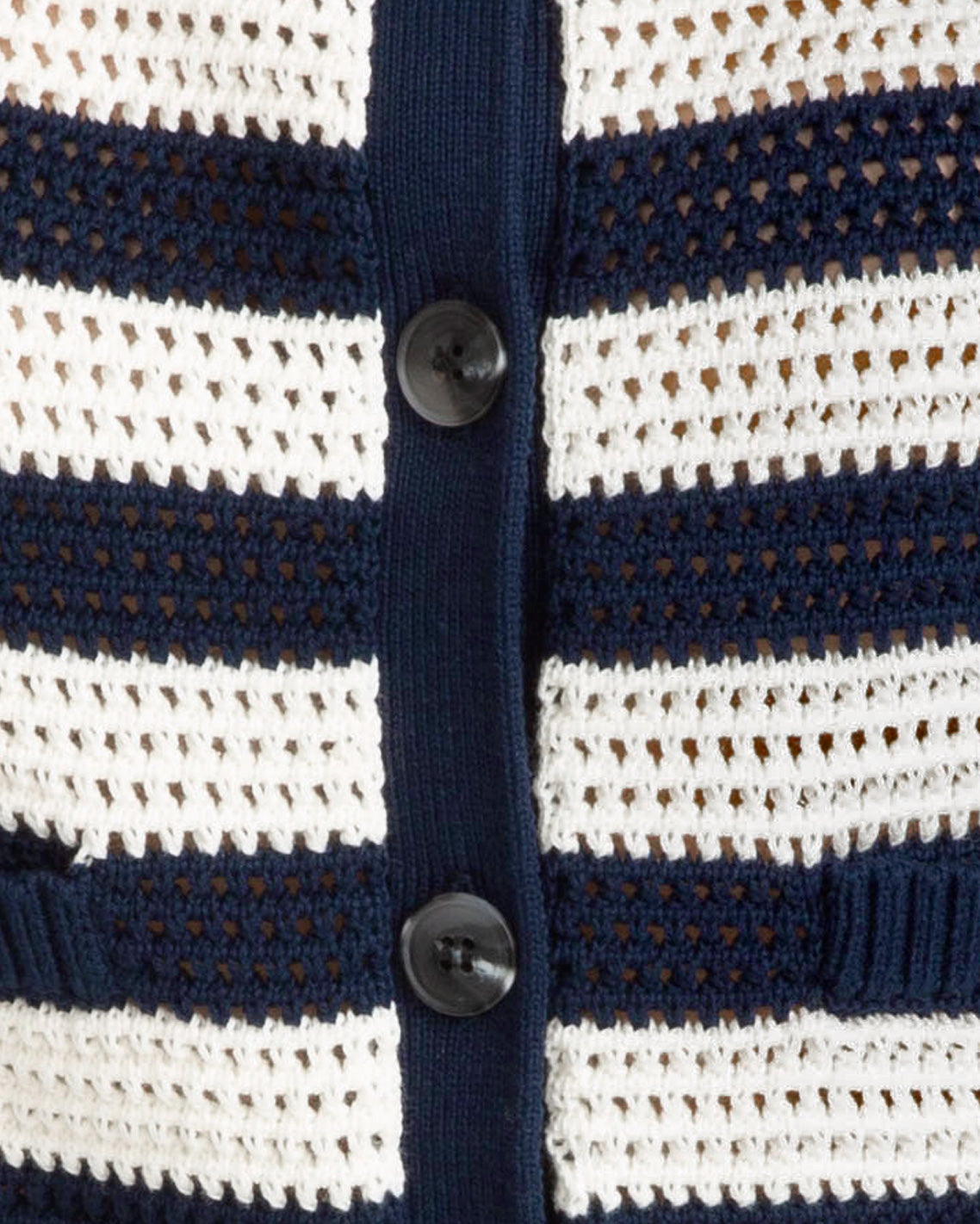 Draper James Nassau Navy Multi Blue & White SS Cardigan