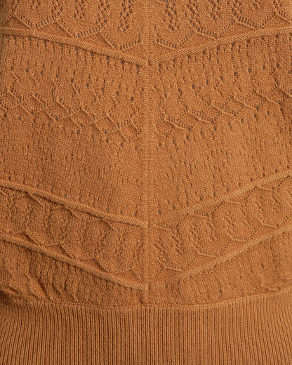 Draper James Brown Long-Sleeve Pointelle Sweater in Ivory