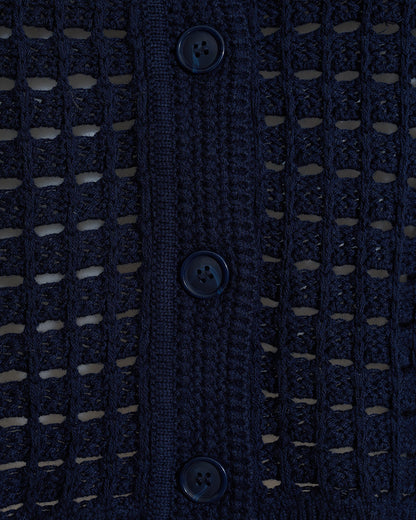 Draper James Nassau Navy Crochet Sweater Cardigan in Nassau Navy