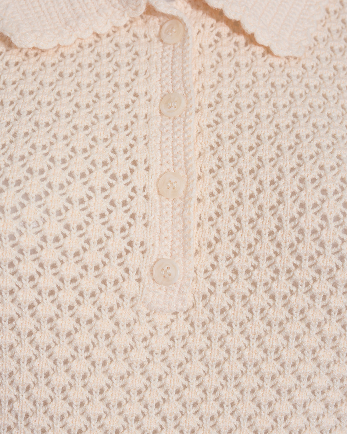 Draper James Beige Sweater Polo with Scalloped Collar