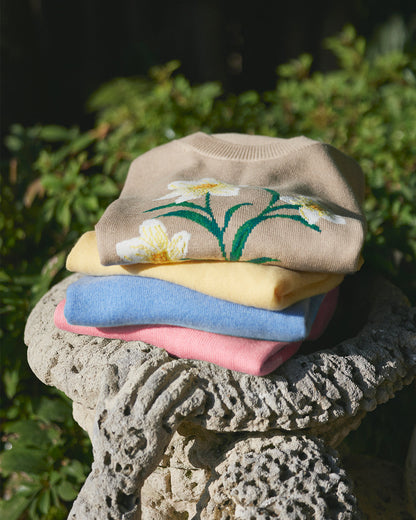Draper James Brown Daffodil Crewneck Sweater