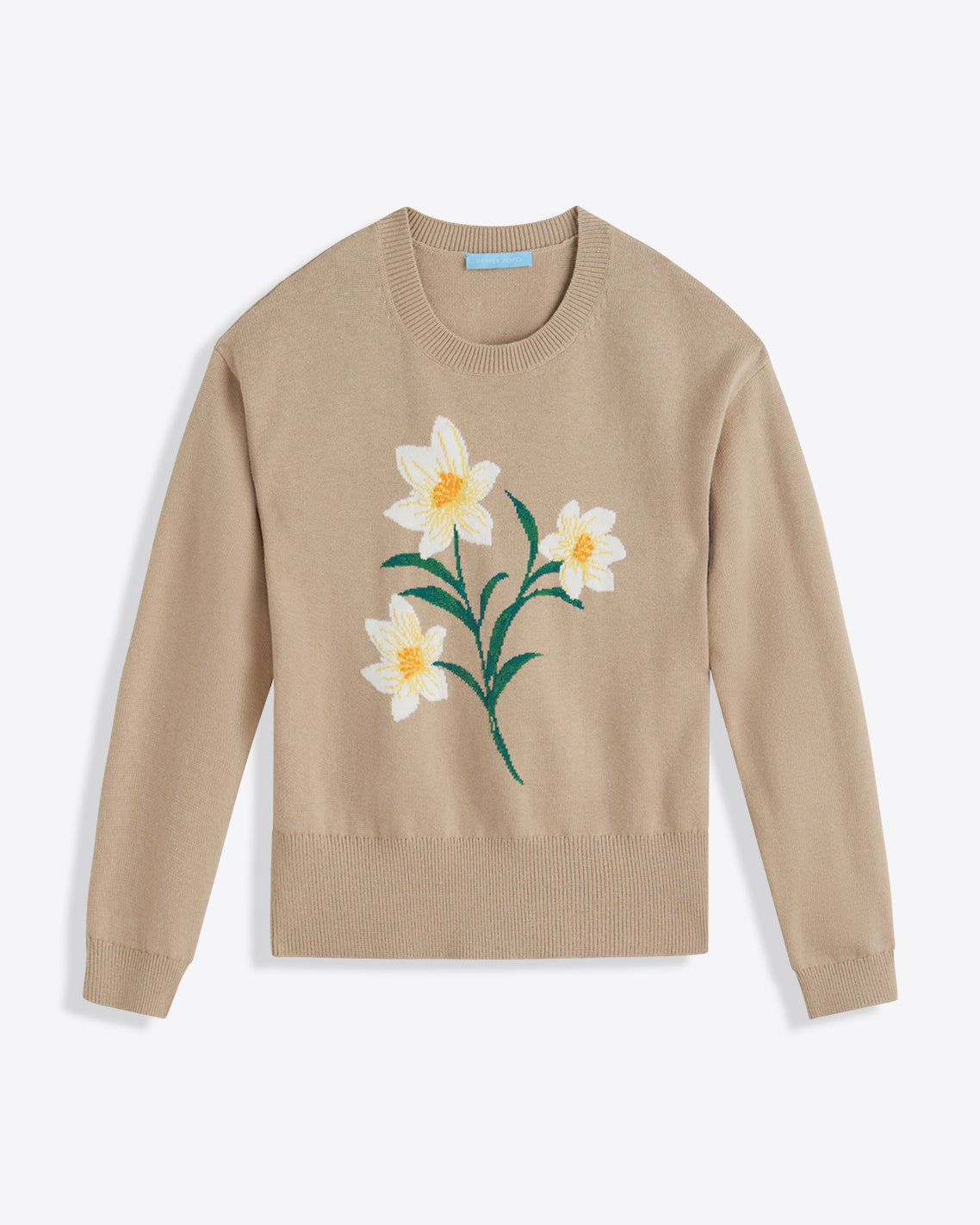 Draper James Brown Daffodil Crewneck Sweater