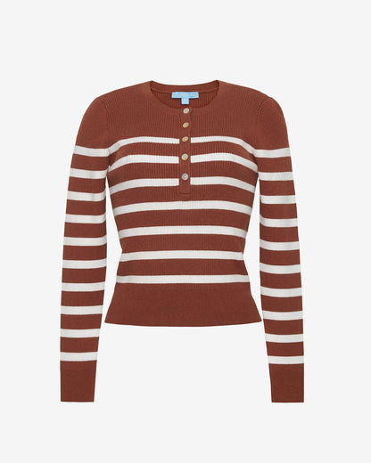 Draper James Rust Stripe Rib Sweater in Rust Stripe | Knit Tops by Draper James