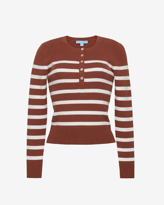 Draper James Rust Stripe Rib Sweater in Rust Stripe | Knit Tops by Draper James