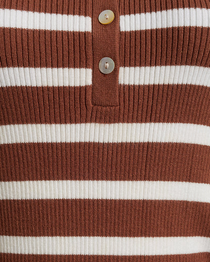 Draper James Rust Stripe Rib Sweater in Rust Stripe | Knit Tops by Draper James