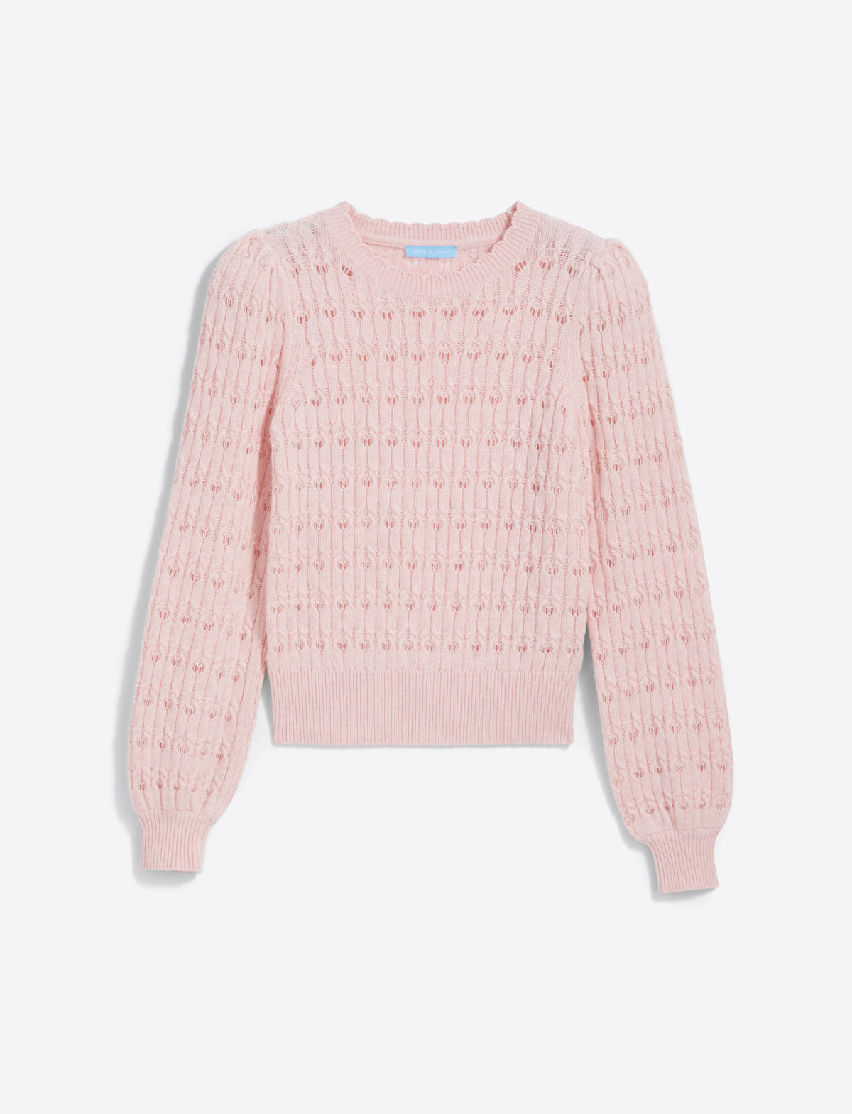 Draper James Orchid Pink Puff Sleeve Sweater in Pointelle Knit