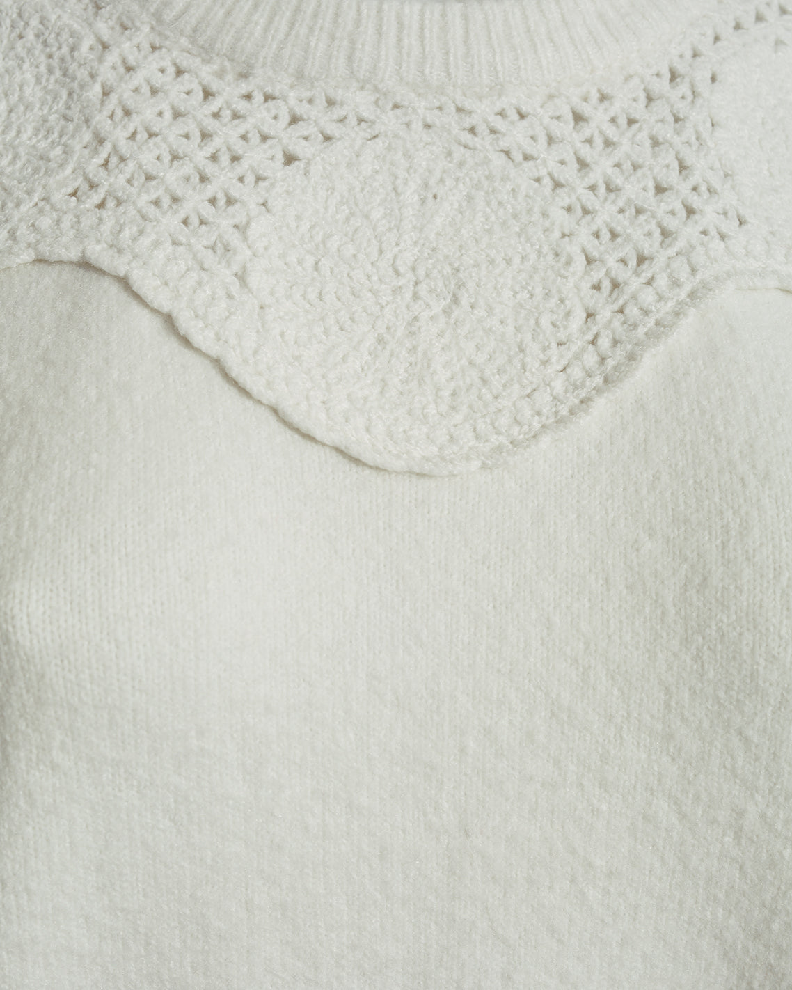 Draper James Magnolia White Scalloped Crewneck Sweater