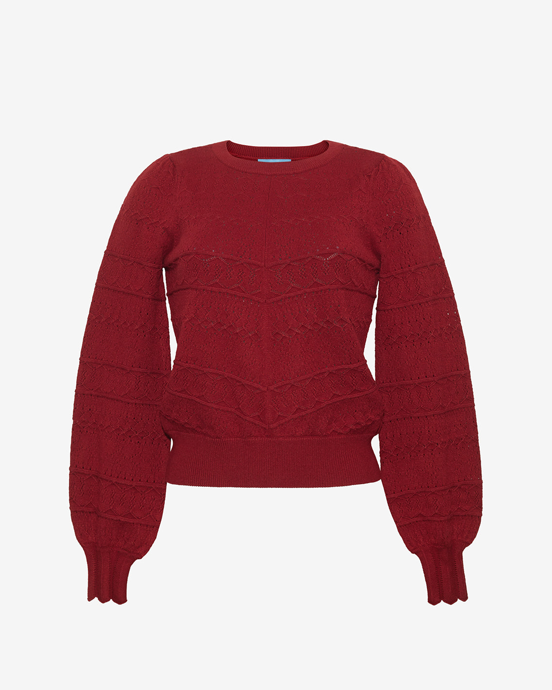 Draper James Burgundy Long-Sleeve Pointelle Sweater in Navy