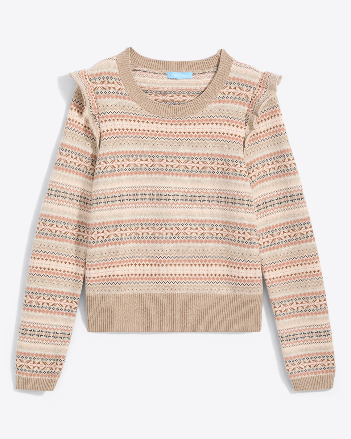Draper James Brown Fairisle Flutter Sleeve Sweater