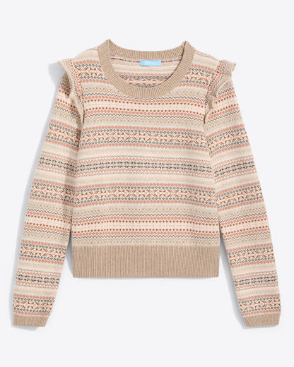 Draper James Brown Fairisle Flutter Sleeve Sweater