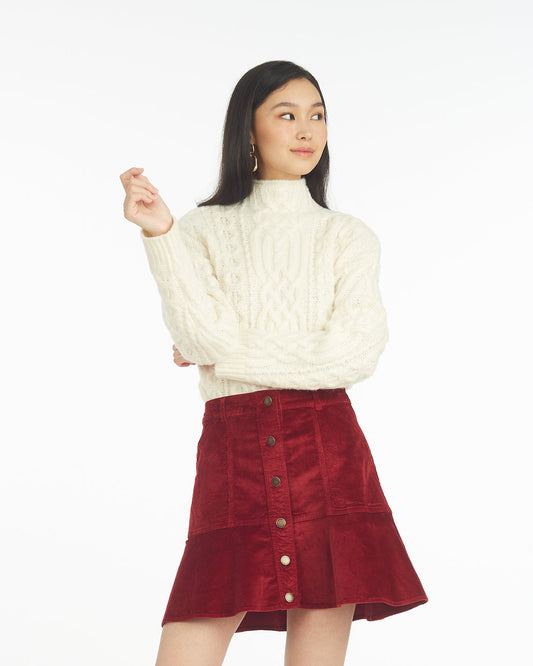 Draper James Gardenia Oversized Cable Funnel Neck Sweater – Alternate