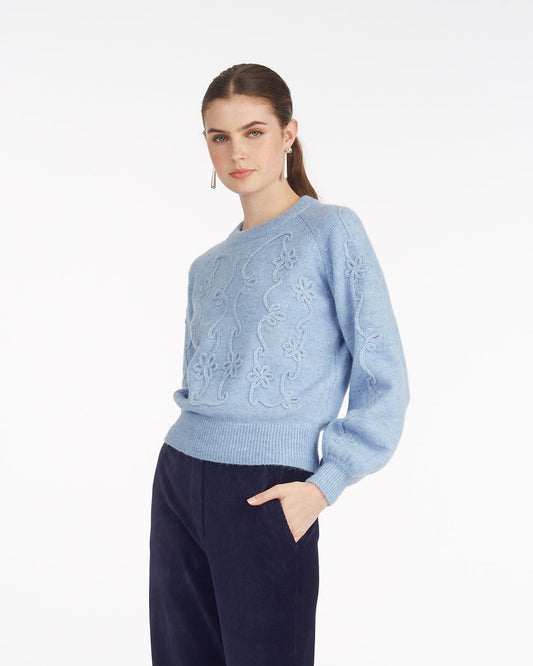 Draper James Light Blue Floral Sweater | Women's Print Sweaters by Draper James