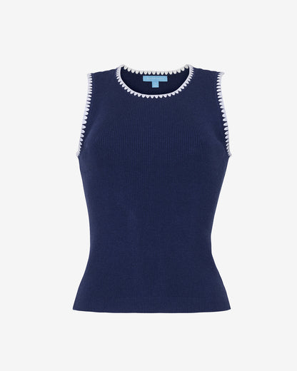 Draper James Nassau Navy Sweater Tank | Women's Sleeveless Knit Tops
