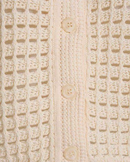 Draper James Beige Crochet Sweater Cardigan in Beige