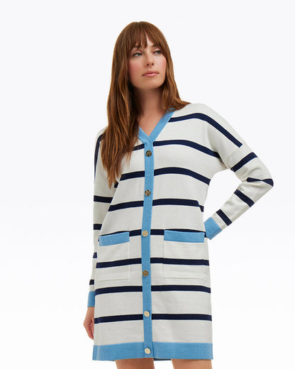 Draper James Magnolia White Cassadee Cardigan Sweater Dress