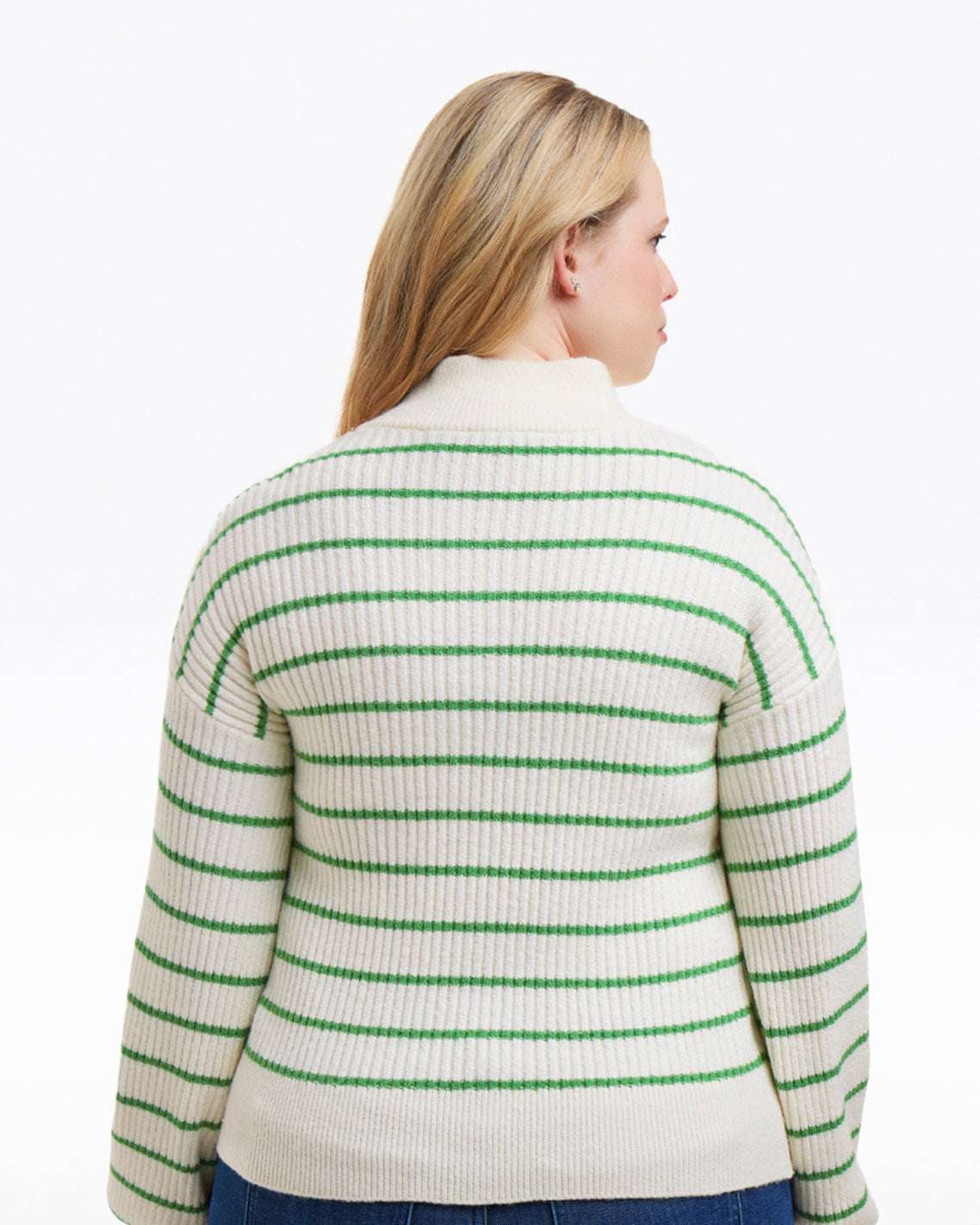 Draper James Magnolia White Multi Striped Button Front Sweater