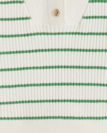 Draper James Magnolia White Multi Striped Button Front Sweater