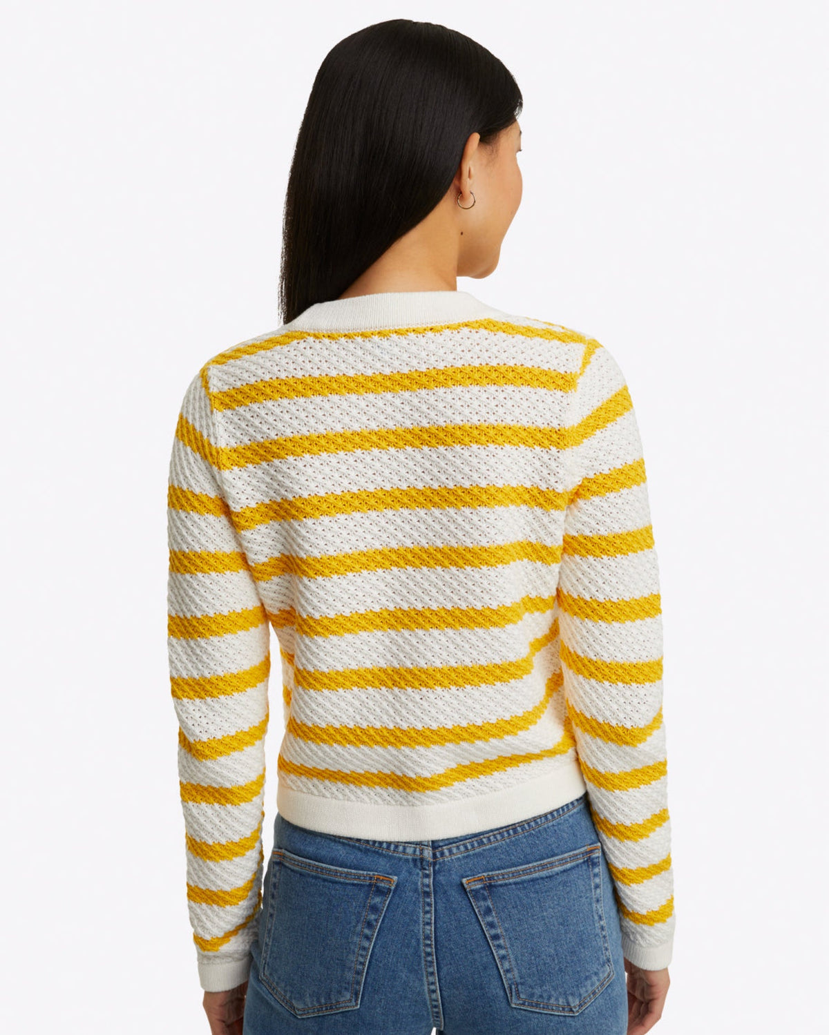 Draper James Magnolia White Rita V-Neck Cardigan in Cotton
