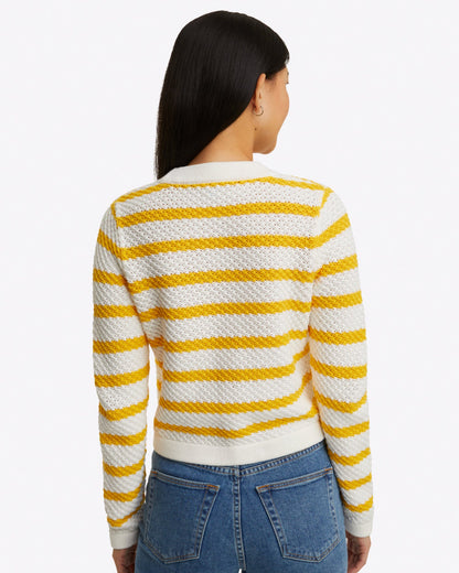 Draper James Magnolia White Rita V-Neck Cardigan in Cotton