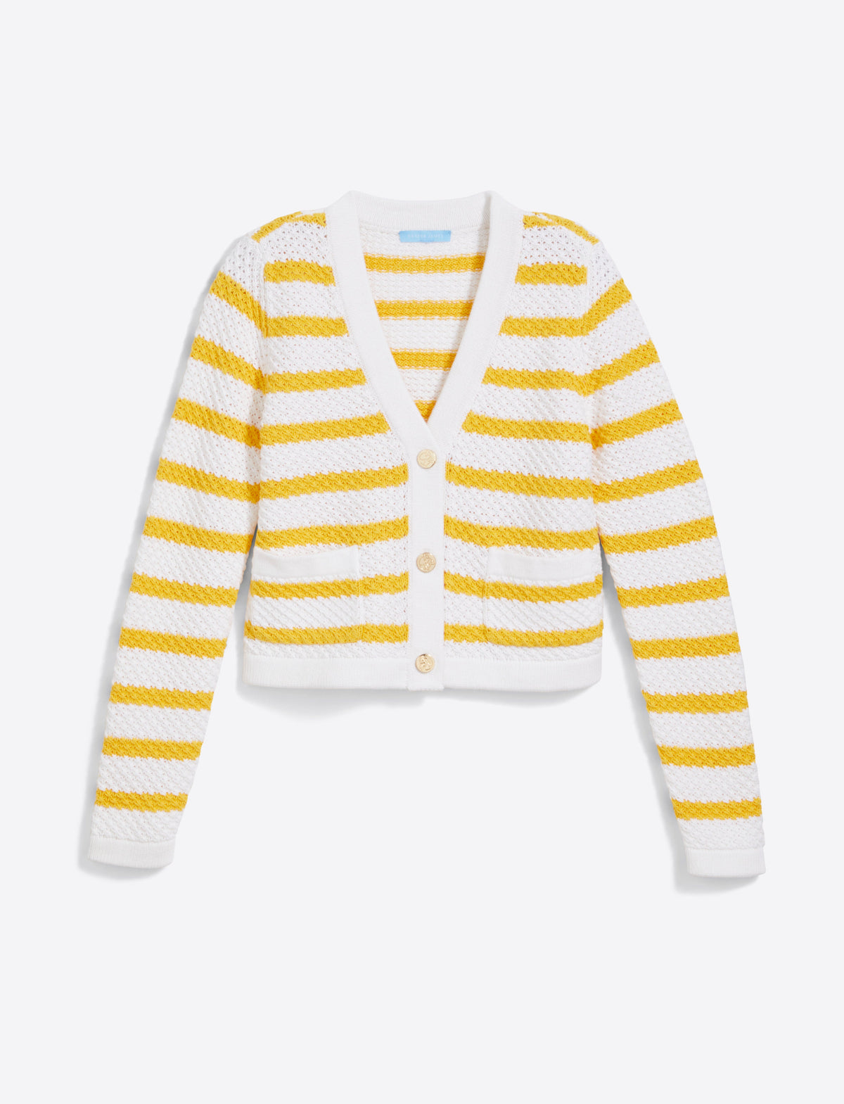 Draper James Magnolia White Rita V-Neck Cardigan in Cotton