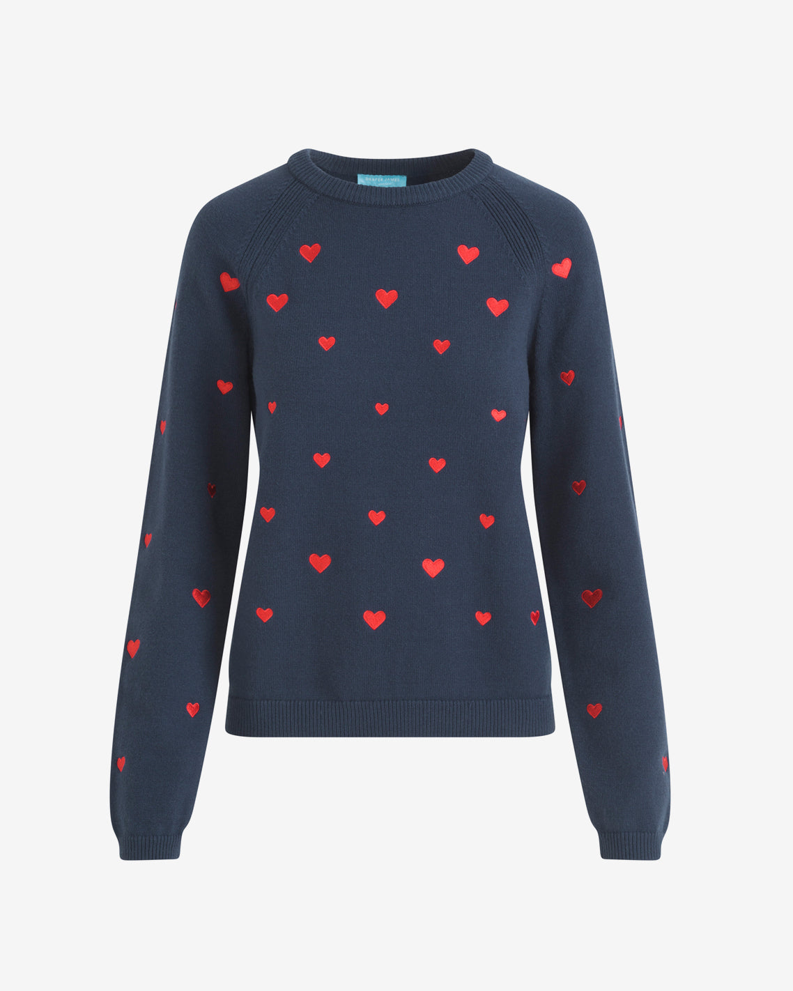Draper James Nassau Navy Multi Ditsy Heart Crewneck Sweater