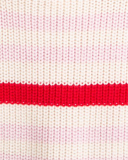Draper James Pink Mixed Stripe Quarter Zip Sweater in Mixed Stripe