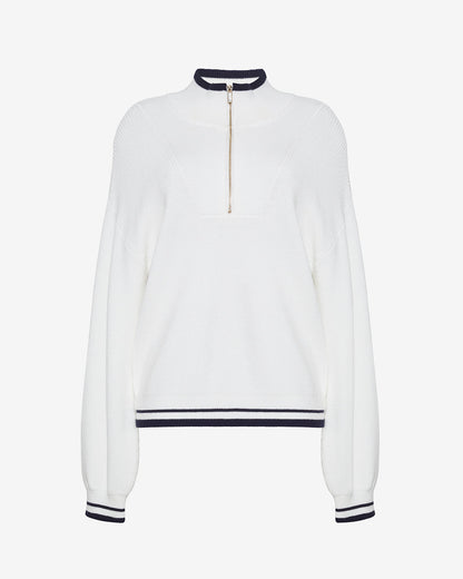 Draper James Magnolia White Quarterzip Sweater