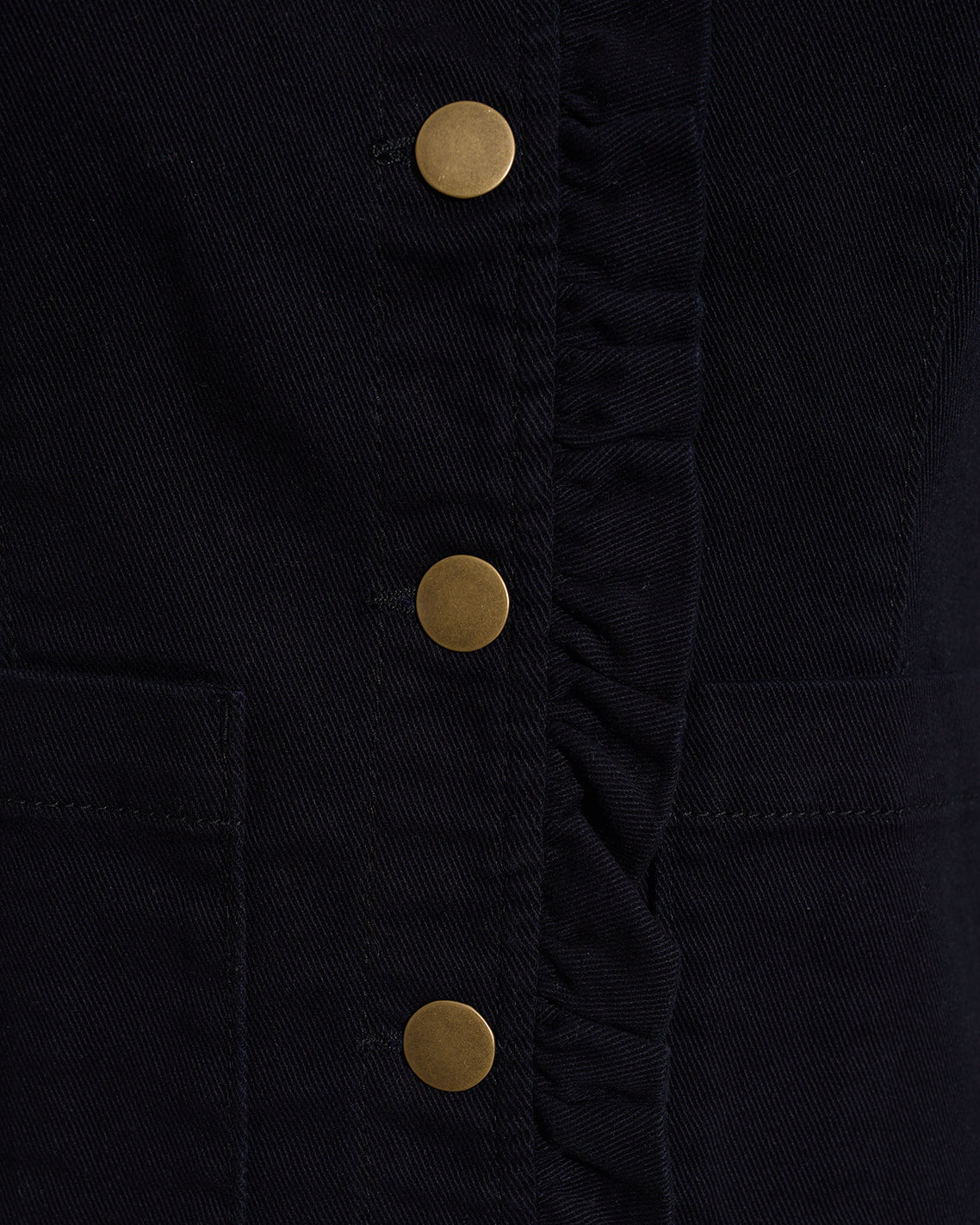 Draper James Belle Meade Black Ruffle Denim Jacket – Light Wash