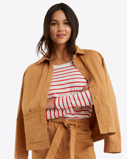 Draper James Camel Utility Jacket in Cotton Twill