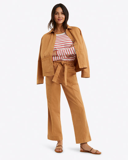 Draper James Camel Utility Jacket in Cotton Twill