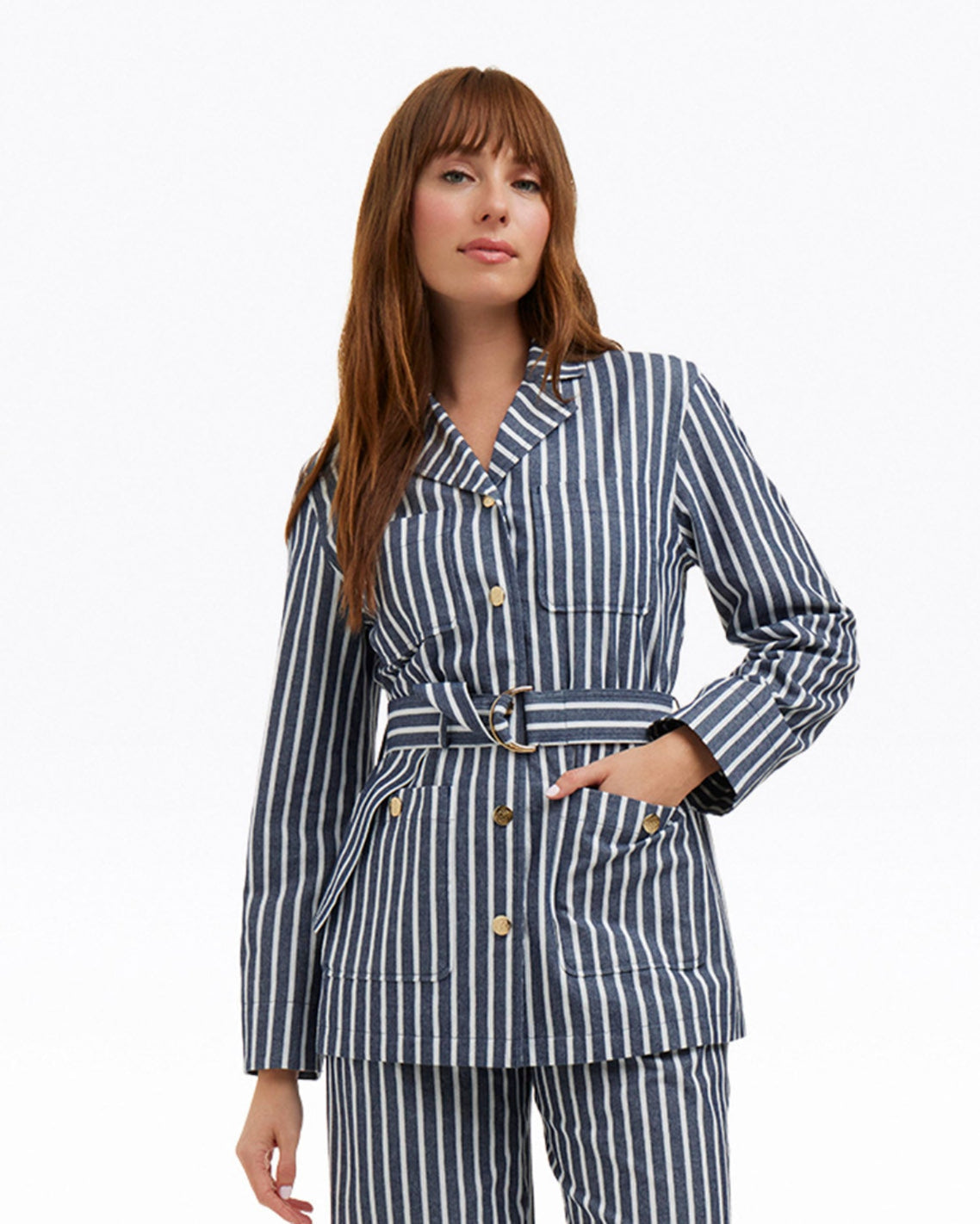 Draper James Railroad Stripe Utility Jacket | Women's Casual Jackets by Draper James