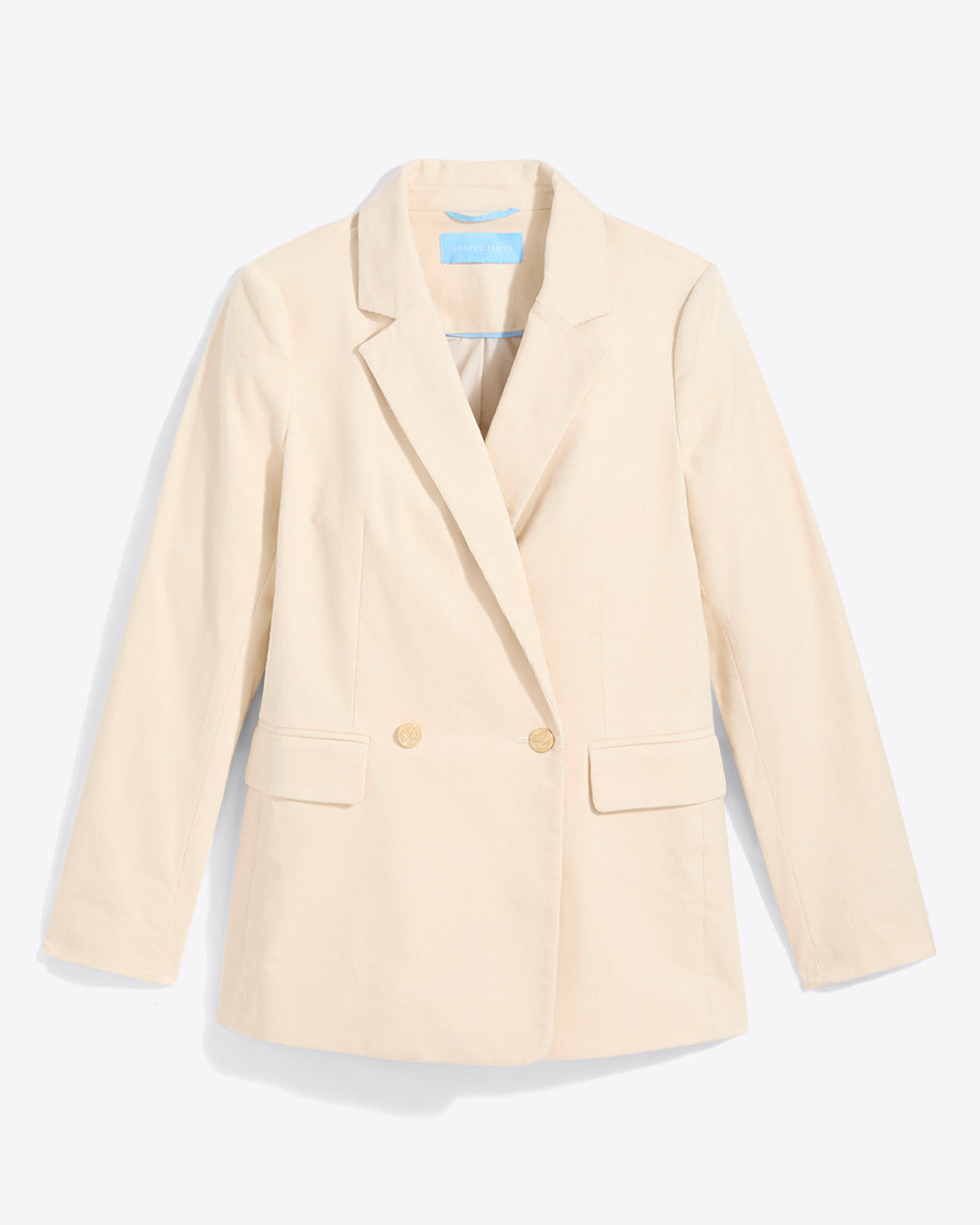 Draper James Cream Double Breasted Blazer in Stretch Corduroy