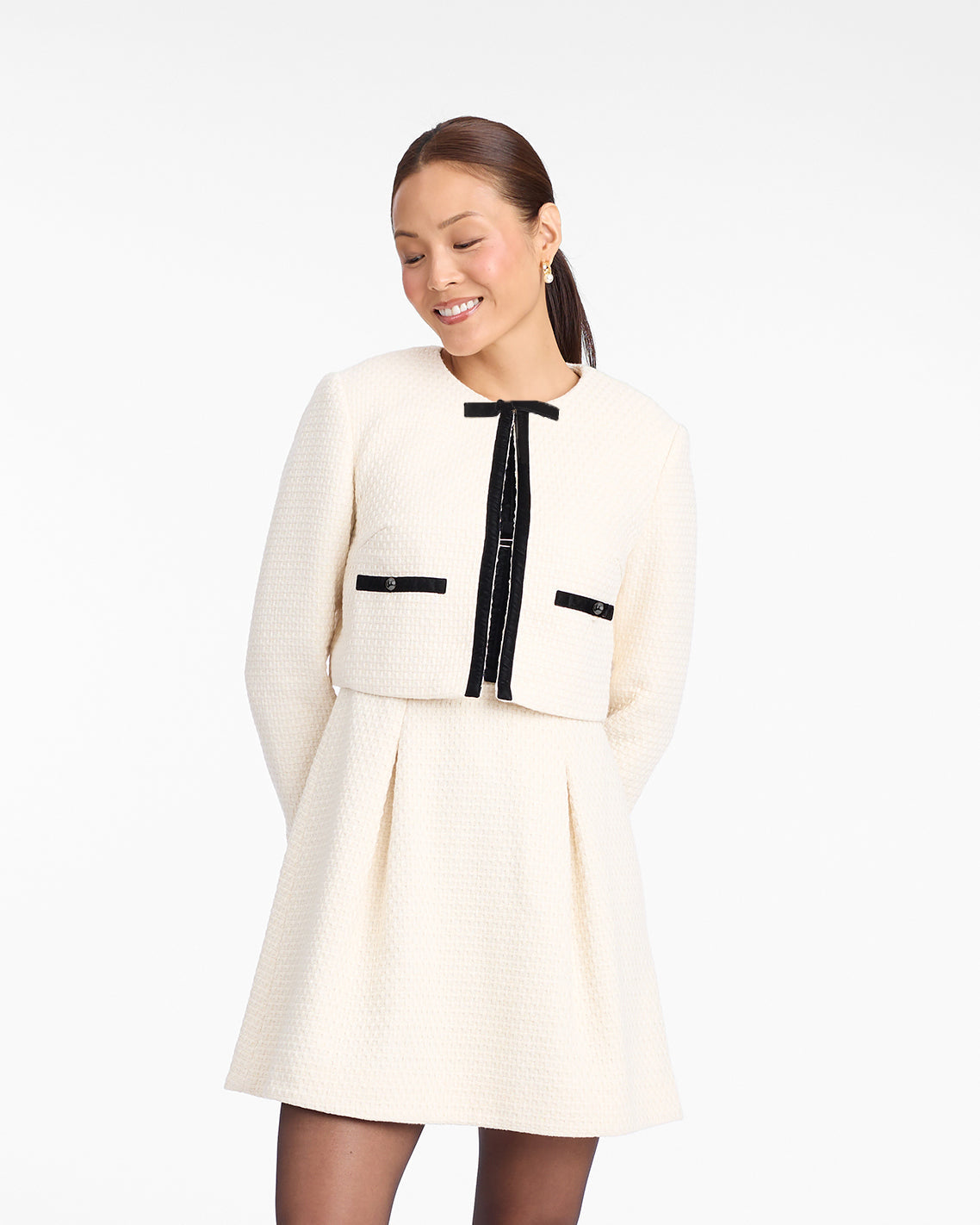 Draper James Magnolia White Tweed Jacket in Vanilla