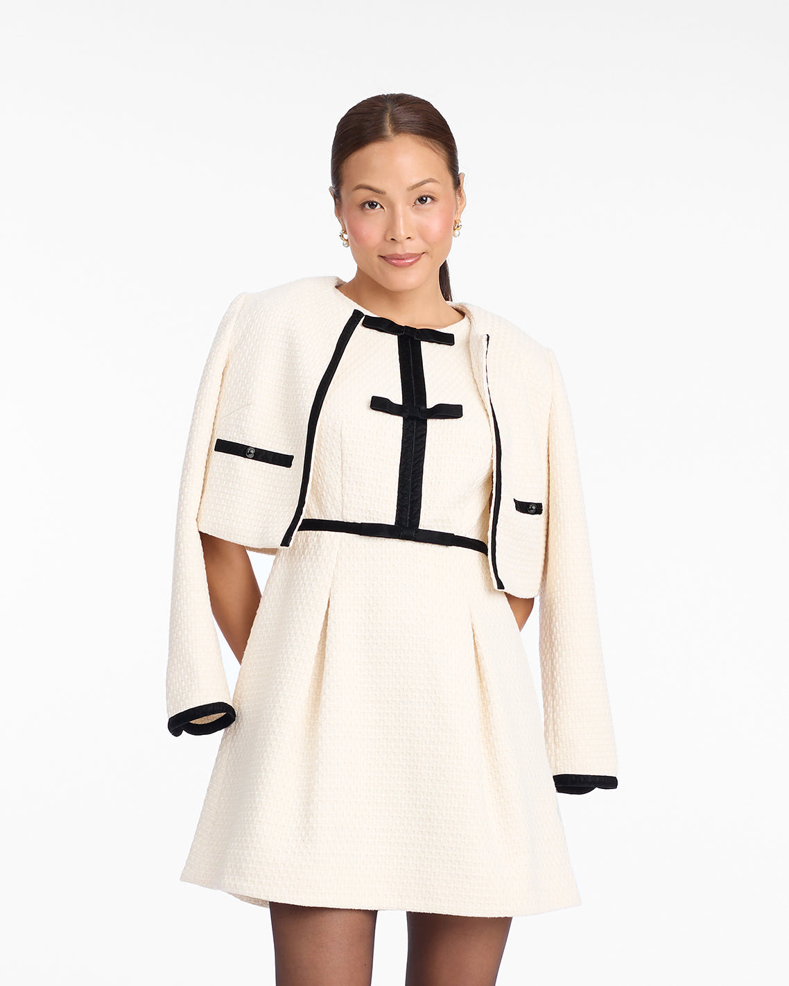Draper James Magnolia White Tweed Jacket in Vanilla