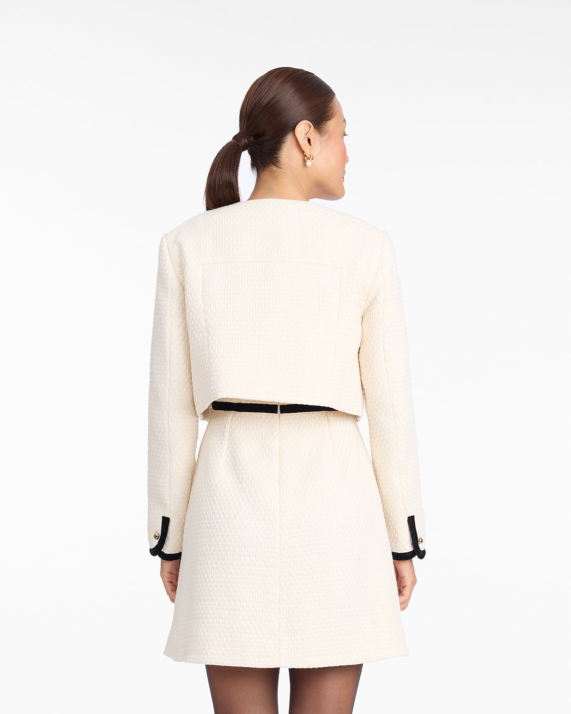 Draper James Magnolia White Tweed Jacket in Vanilla