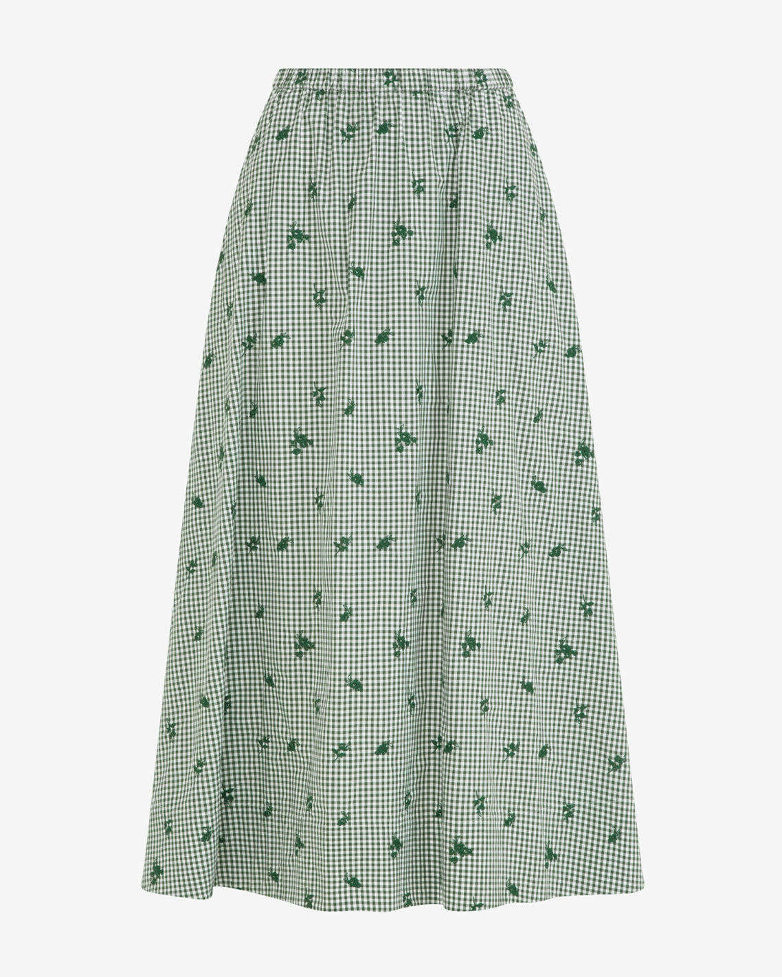 Draper James Green Multi Midi Skirt in Green Gingham