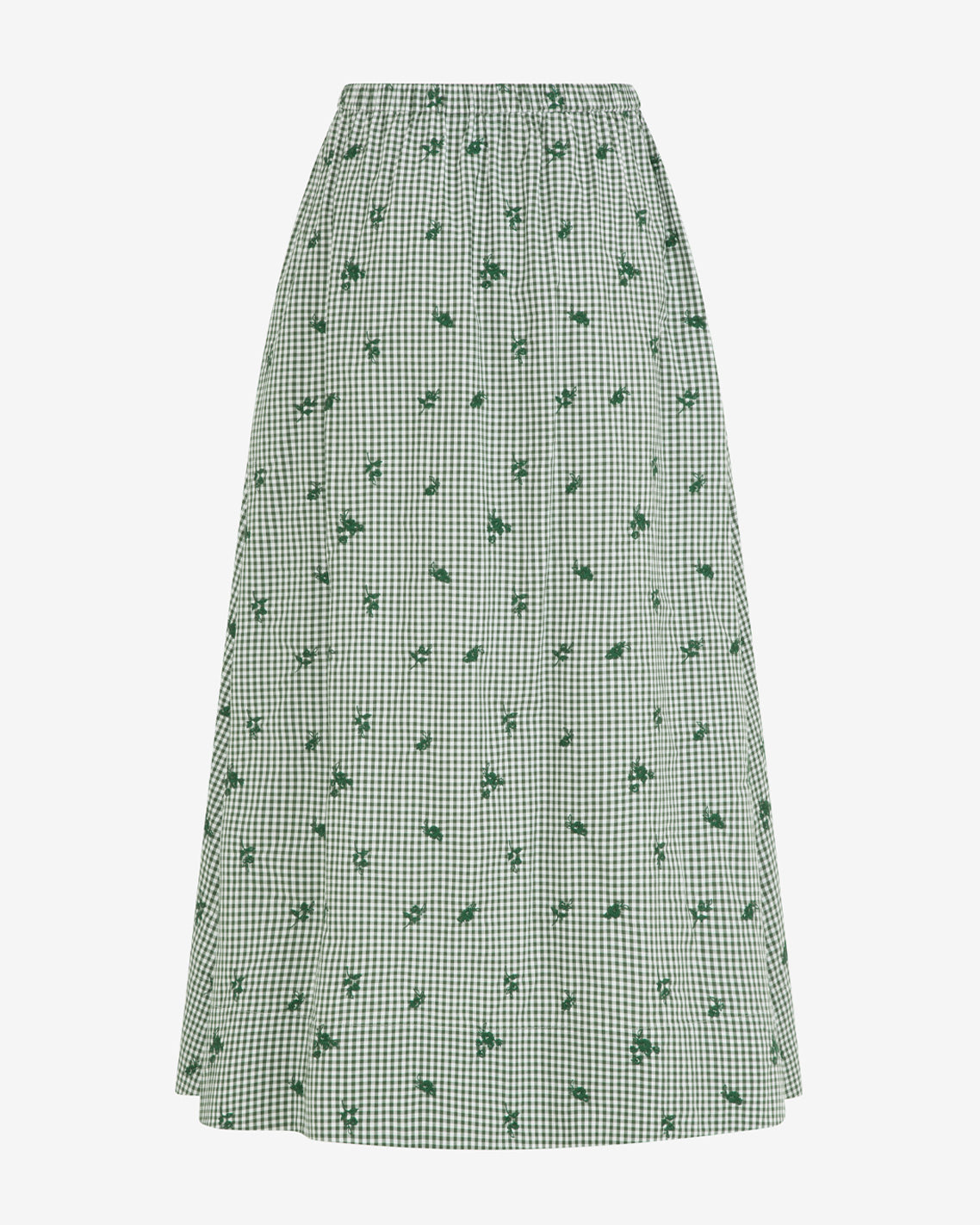 Draper James Green Multi Midi Skirt in Green Gingham