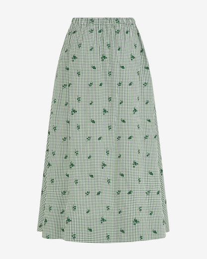 Draper James Green Multi Midi Skirt in Green Gingham