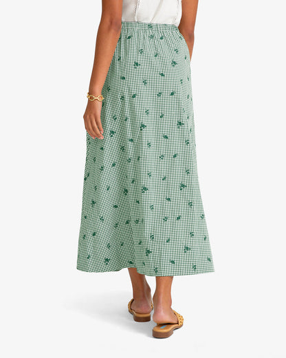 Draper James Green Multi Midi Skirt in Green Gingham
