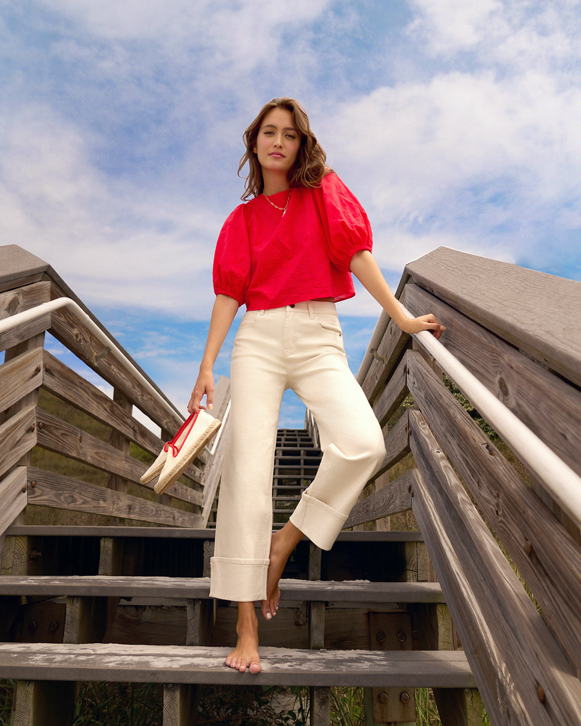 Draper James Natural Cuffed Bottom Pant