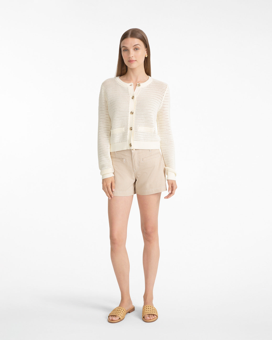 Draper James Tan / White Welt Pocket Short in Denim | Shorts by Draper James